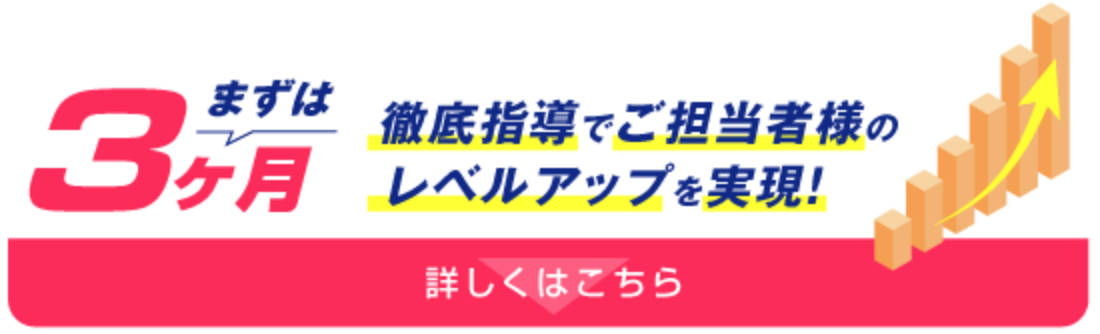 まずは3ヶ月 徹底指導でご担当者様のレベルアップを実現